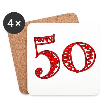 50. 50 YEARS. 50th ANNIVERSARY. 50 YEARS ANNIVERSARY. - Coasters (set of 4) - white - Front