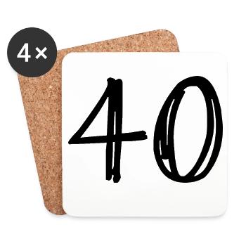 40. 40 ANS. 40e ANNIVERSAIRE. ANNIVERSAIRE 40 ANS. - Dessous de verre (lot de 4) - blanc - Devant