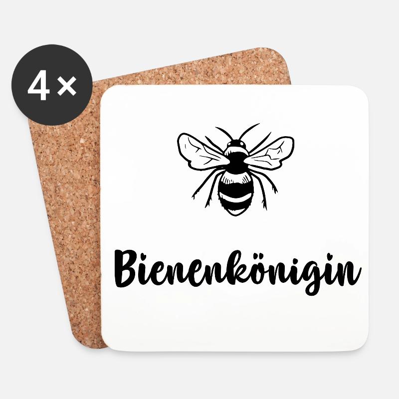 Bienenkonigin - Untersetzer (4er-Set) - Weiß