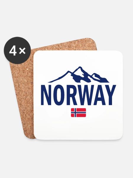 Norway - Norge - Norwegen - Flagge - Skandinavien - Untersetzer (4er-Set) - Weiß