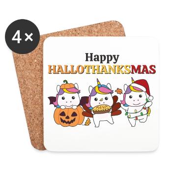 Joyeux Noël, Licorne, Joyeux Noël, Licornes - Dessous de verre (lot de 4) - blanc - Devant
