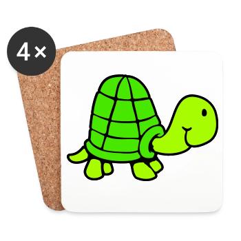 Petite tortue souriante amicale heureuse - Dessous de verre (lot de 4) - blanc - Devant