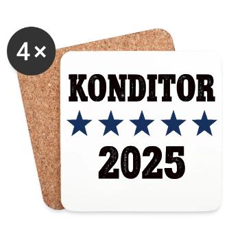 2025 Konditor Beruf Konditorei Job Arbeit Lehre - Untersetzer (4er-Set) - Weiß - Vorne