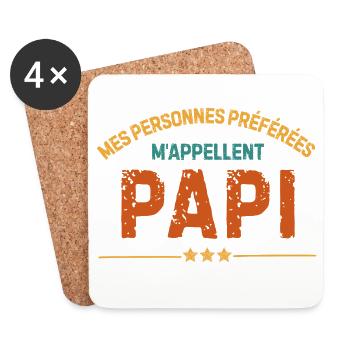 Personnalisé M'Appellent Papi Cadeau avec prénom - Dessous de verre (lot de 4) - blanc - Devant