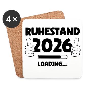 Ruhestand 2026 Loading - Untersetzer (4er-Set) - Weiß - Vorne