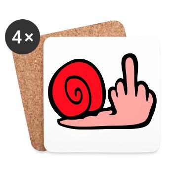 escargot majeur insulte branleur baise toi - Dessous de verre (lot de 4) - blanc - Devant