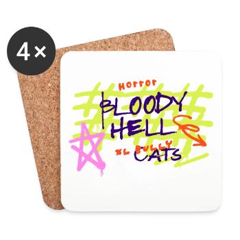 XL Bully Cats - Coasters (set of 4) - white - Front