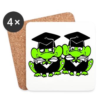 2 Frösche Schulabschluss Abitur bestanden College - Untersetzer (4er-Set) - Weiß - Vorne