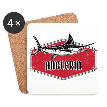 Anglerin Fish USA Design Rot - Untersetzer (4er-Set) - Weiß - Vorne