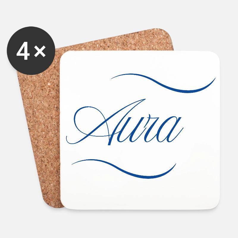 Aura Eleganz Schriftzug - Untersetzer (4er-Set) - Weiß