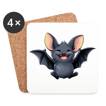 chauve-souris, animal nocturne à Halloween - Dessous de verre (lot de 4) - blanc - Devant