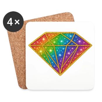 Rainbow Diamond Glitter - Coasters (set of 4) - white - Front
