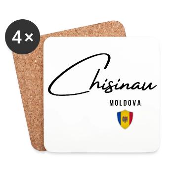 Design élégant Chisinau, j’adore Chisinau - Dessous de verre (lot de 4) - blanc - Devant