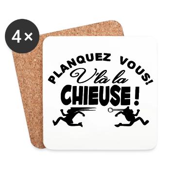 Planquez vous voilà la Chieuse Humour - Dessous de verre (lot de 4) - blanc - Devant