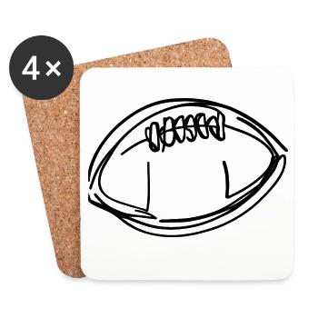 Football Ball Sketch - Coasters (set of 4) - white - Front