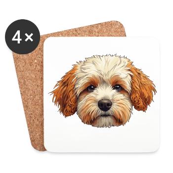 Hund - Untersetzer (4er-Set) - Weiß - Vorne