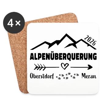 Alpenüberquerung E5 2026 Oberstdorf Meran - Untersetzer (4er-Set) - Weiß - Vorne
