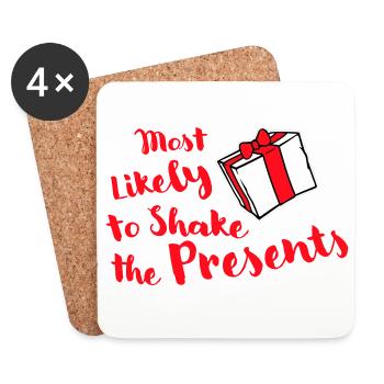 Le plus susceptible de secouer les cadeaux Noël Fun - Dessous de verre (lot de 4) - blanc - Devant
