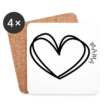 Mom Heart - Coasters (set of 4) - white - Front