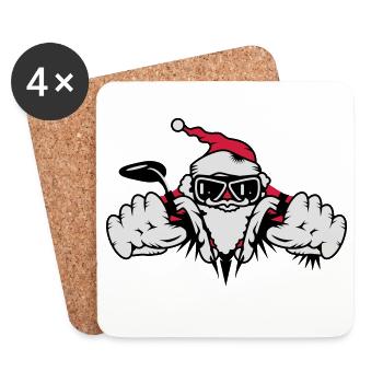 Le Père Noël à moto avec des cadeaux - Dessous de verre (lot de 4) - blanc - Devant