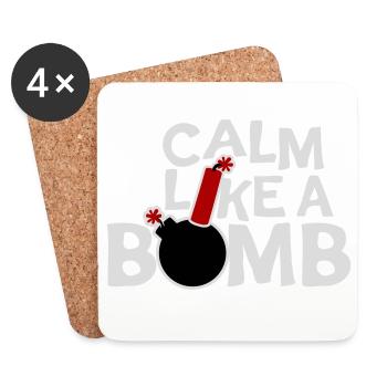 Calme comme une bombe Paradoxe Ironie Humour Blague explosive - Dessous de verre (lot de 4) - blanc - Devant