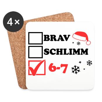 brav schlimm 6-7 Weihnachten - Untersetzer (4er-Set) - Weiß - Vorne
