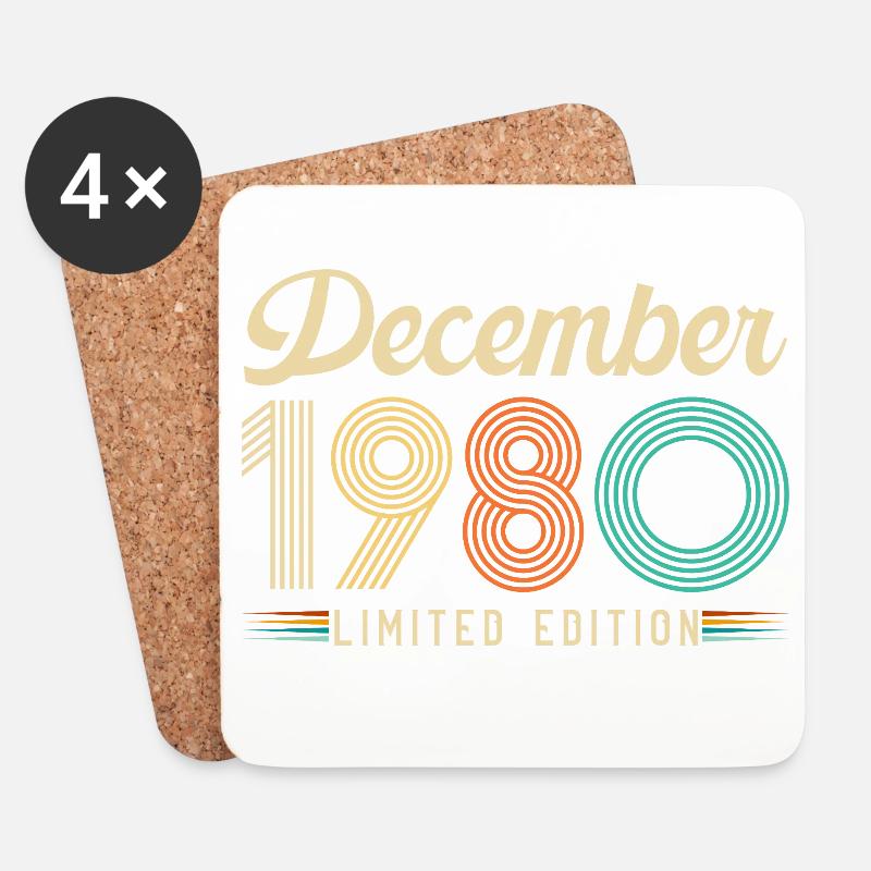 Dezember 1980 Retro Vintage Geburtstagsgeschenk - Untersetzer (4er-Set) - Weiß