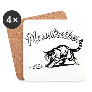 Maustreiber Katze, Für Nerds, Geeks & Katzenfans - Untersetzer (4er-Set) - Weiß - Vorne