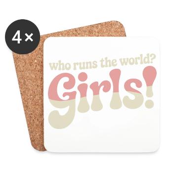 Les femmes : le pouvoir qui dirige le monde, les filles, les filles : la fille - Dessous de verre (lot de 4) - blanc - Devant