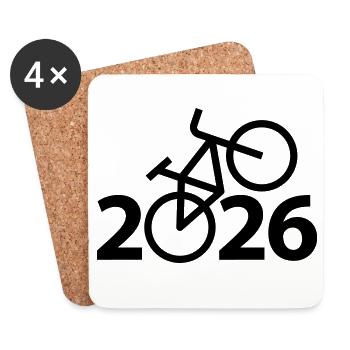 Radtour 2026, Mountainbike 2026, Fahrrad 2026 - Untersetzer (4er-Set) - Weiß - Vorne