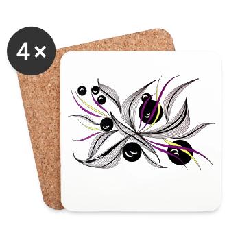 Black and White Flower Beam Pattern - Coasters (set of 4) - white - Front