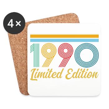 1990 Geburtstag, geboren in 1990 Vintage-Retro-Geschenk - Untersetzer (4er-Set) - Weiß - Vorne