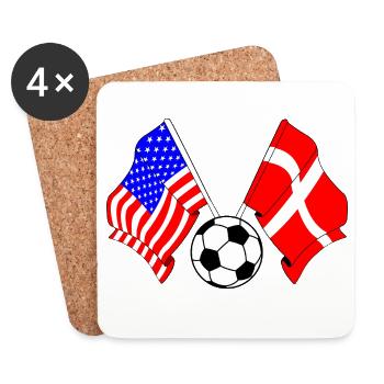 Football Denmark vs USA - Coasters (set of 4) - white - Front