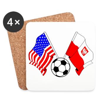 Football Pologne vs États-Unis - Dessous de verre (lot de 4) - blanc - Devant
