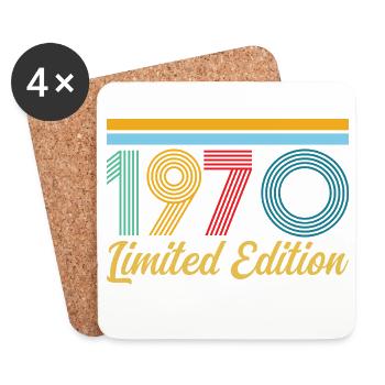 1970's Birthday Born In 1970 Vintage Retro Gift - Coasters (set of 4) - white - Front
