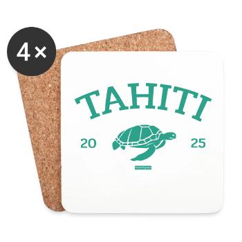 Tahiti - Tortue - Polynésie française - Schildkröte - Dessous de verre (lot de 4) - blanc - Devant