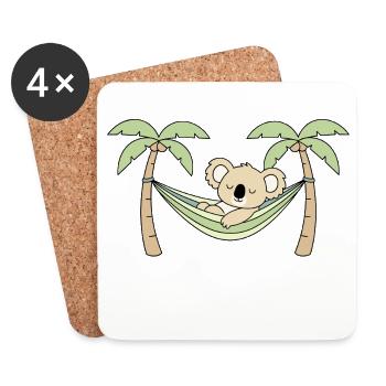 Koala dans les palmiers du hamac - Dessous de verre (lot de 4) - blanc - Devant