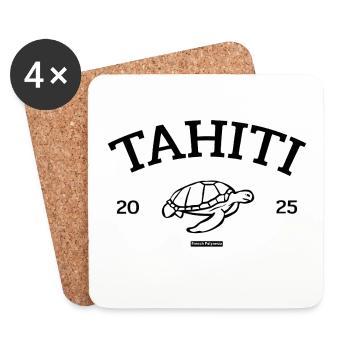 Tahiti - Tortue - Polynésie française - Schildkröte - Dessous de verre (lot de 4) - blanc - Devant