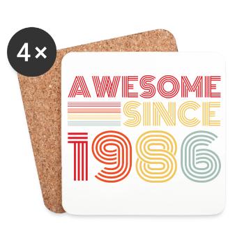 Jahrgang 1986 Retro 1986 Geburtstagsgeschenk - Untersetzer (4er-Set) - Weiß - Vorne