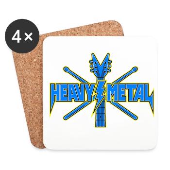 Heavy Metal Guitar Emblem - Coasters (set of 4) - white - Front