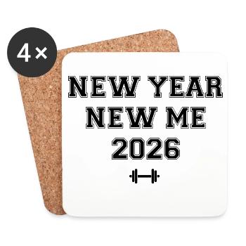 New Year New Me | Sports & Fitness | Resolutions 2026 - Coasters (set of 4) - white - Front
