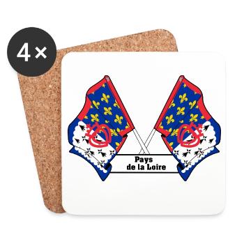 Crossed flags + text "Pays de la Loire" - Coasters (set of 4) - white - Front