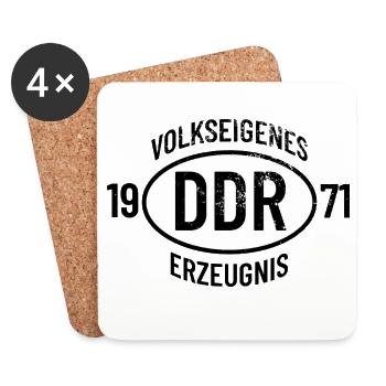 DDR Geburtstag Shirt, Hoodie, Tasse Jahrgang 1971 - Untersetzer (4er-Set) - Weiß - Vorne