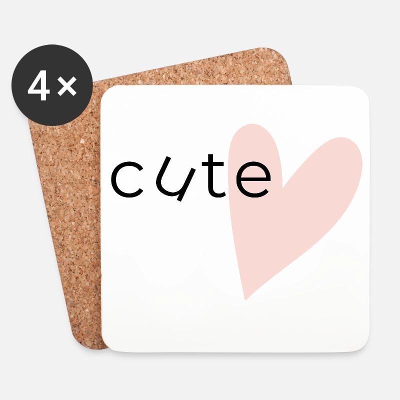 E-Herz Minimal - Cute - Untersetzer (4er-Set) - Weiß
