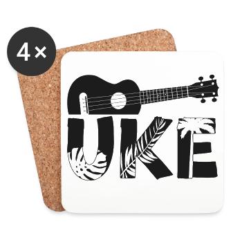 Hawaiian Ukulele Uke Uke - Coasters (set of 4) - white - Front