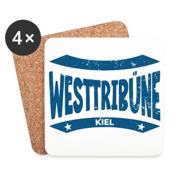 Kiel Stadium West Stand Hoodie, Hat, Mug - Coasters (set of 4) - white - Front