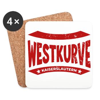 Kaiserslautern Stadium Westkurve Hoodie, Shirt - Coasters (set of 4) - white - Front