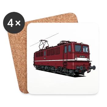 Rote Eisenbahn-Lokomotive BR 211 - Untersetzer (4er-Set) - Weiß - Vorne