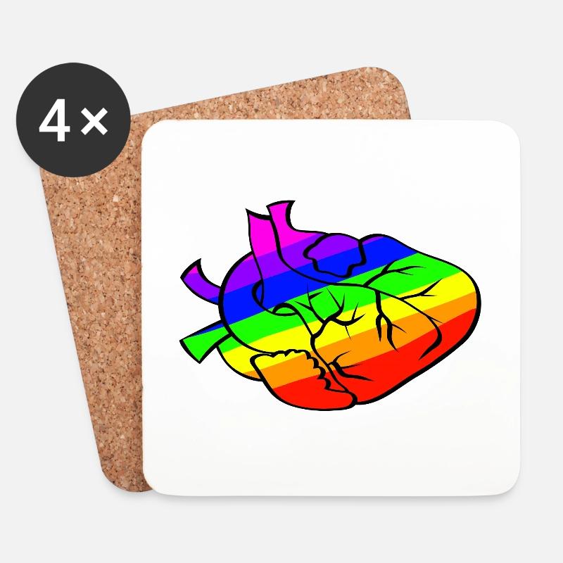 Regenbogenherz mit rissigen Linien - Untersetzer (4er-Set) - Weiß