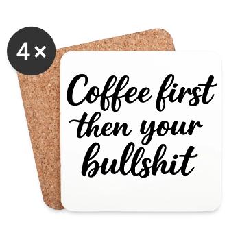 Coffee first, chaos afterwards - Coasters (set of 4) - white - Front